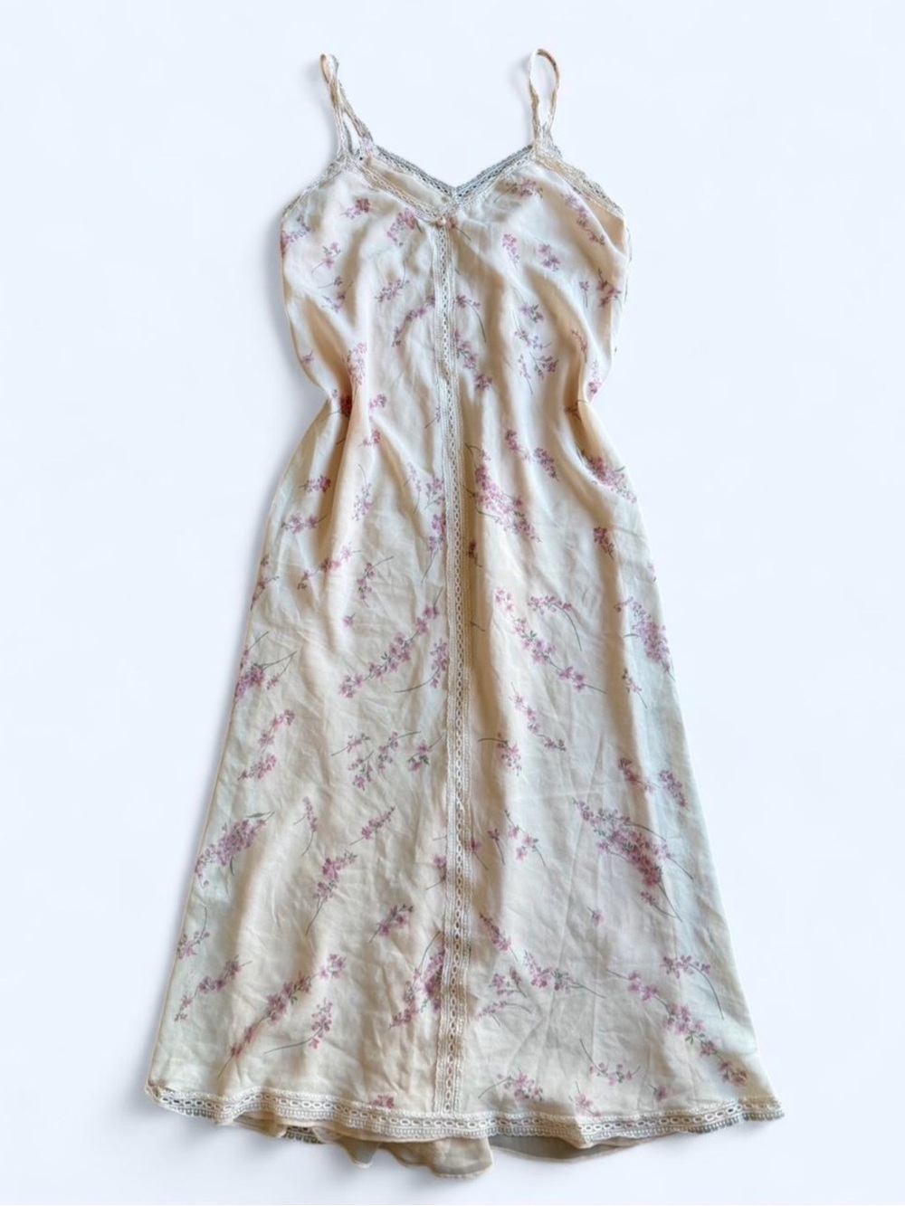 Vintage Oscar de la Renta Pink Floral Lace Chemise Slip Dress 1980s Size Small